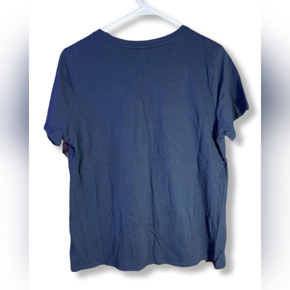 Blue Printed Short Sleeve VNeck Top, Size L - Picture 2 of 5